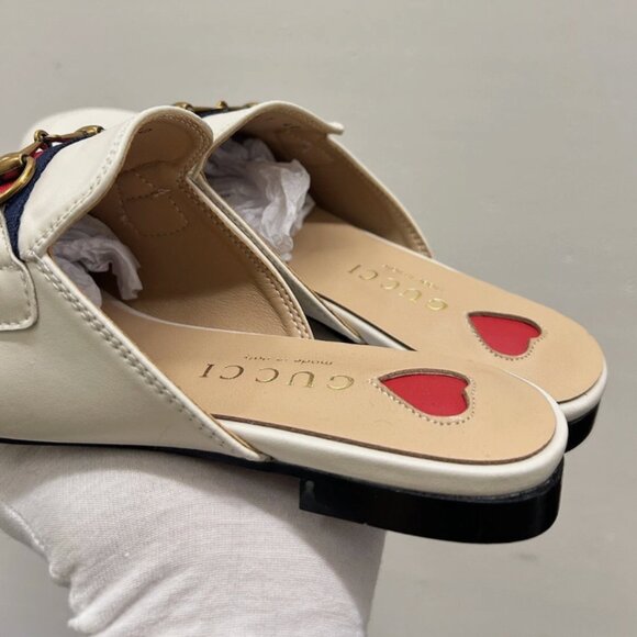 NWOB Gucci Women's Princetown Leather Horse Bit Mule White Size 40. - Picture 5 of 10